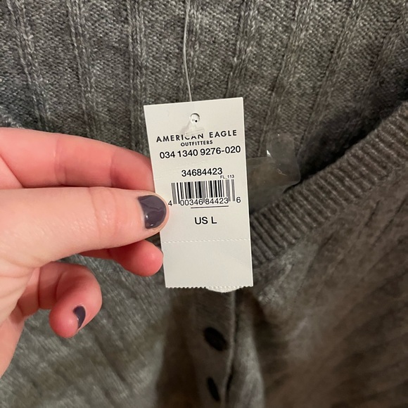 Gray Ribbed Button-Up Sweater - Picture 2 of 2